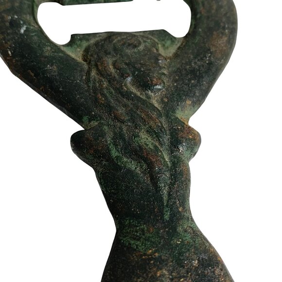 VTG Nude Lady Cast Iron 8" Bottle Opener and Can Opener 7.75" Beautiful Patina - Picture 1 of 6